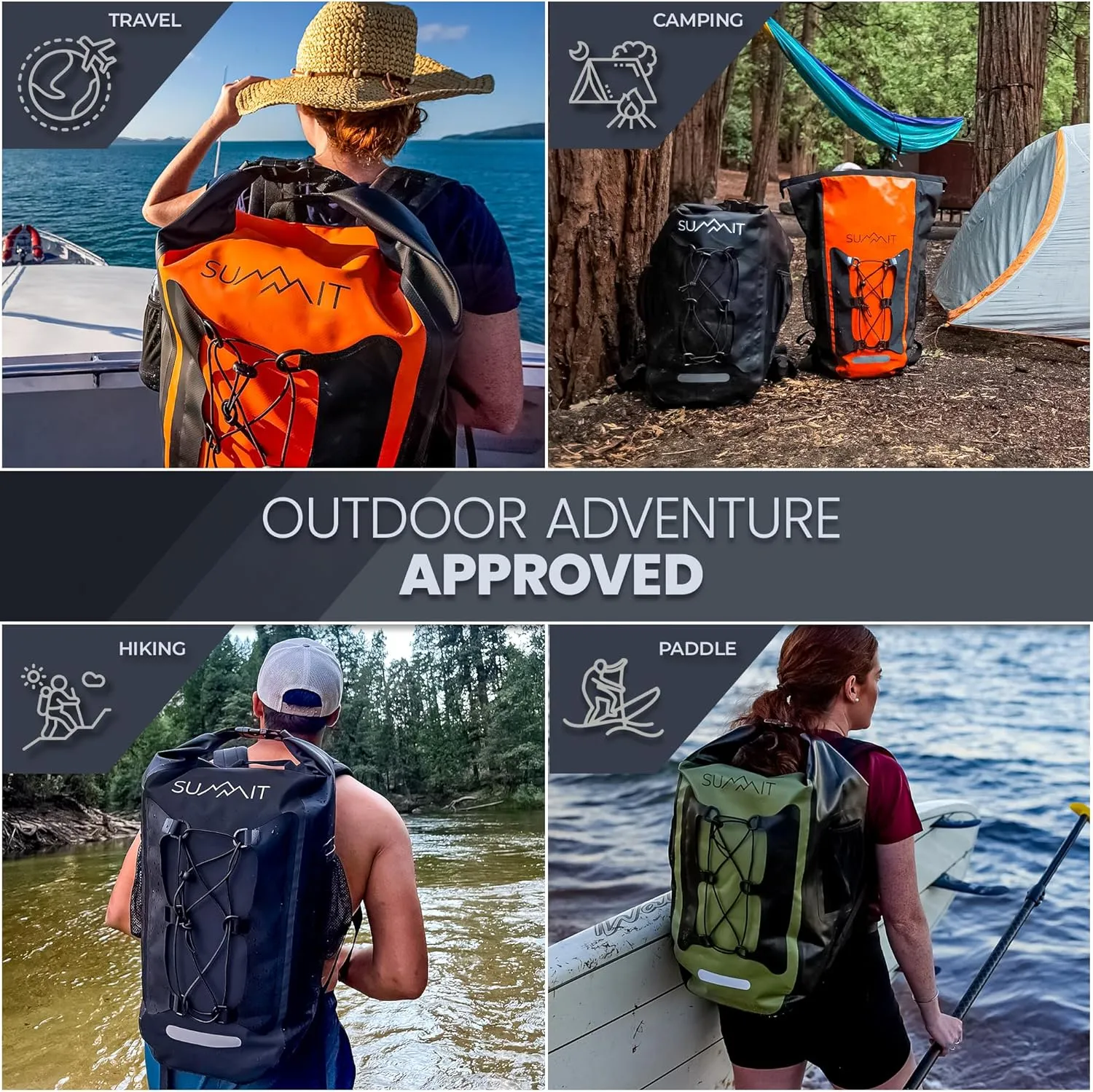 Waterproof Backpack –Dry Bag Backpack with Roll Top Closure – Hiking Backpack – Dry Sack for Kayaking (Leaf Green, 35 Liter)