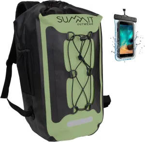 Waterproof Backpack –Dry Bag Backpack with Roll Top Closure – Hiking Backpack – Dry Sack for Kayaking (Leaf Green, 35 Liter)