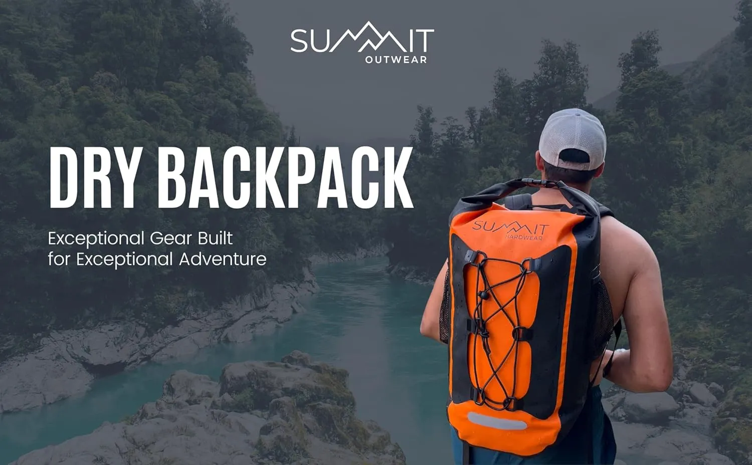 Waterproof Backpack –Dry Bag Backpack with Roll Top Closure – Hiking – Dry Sack for Kayaking (Midnight Mango Orange, 25 Liter)