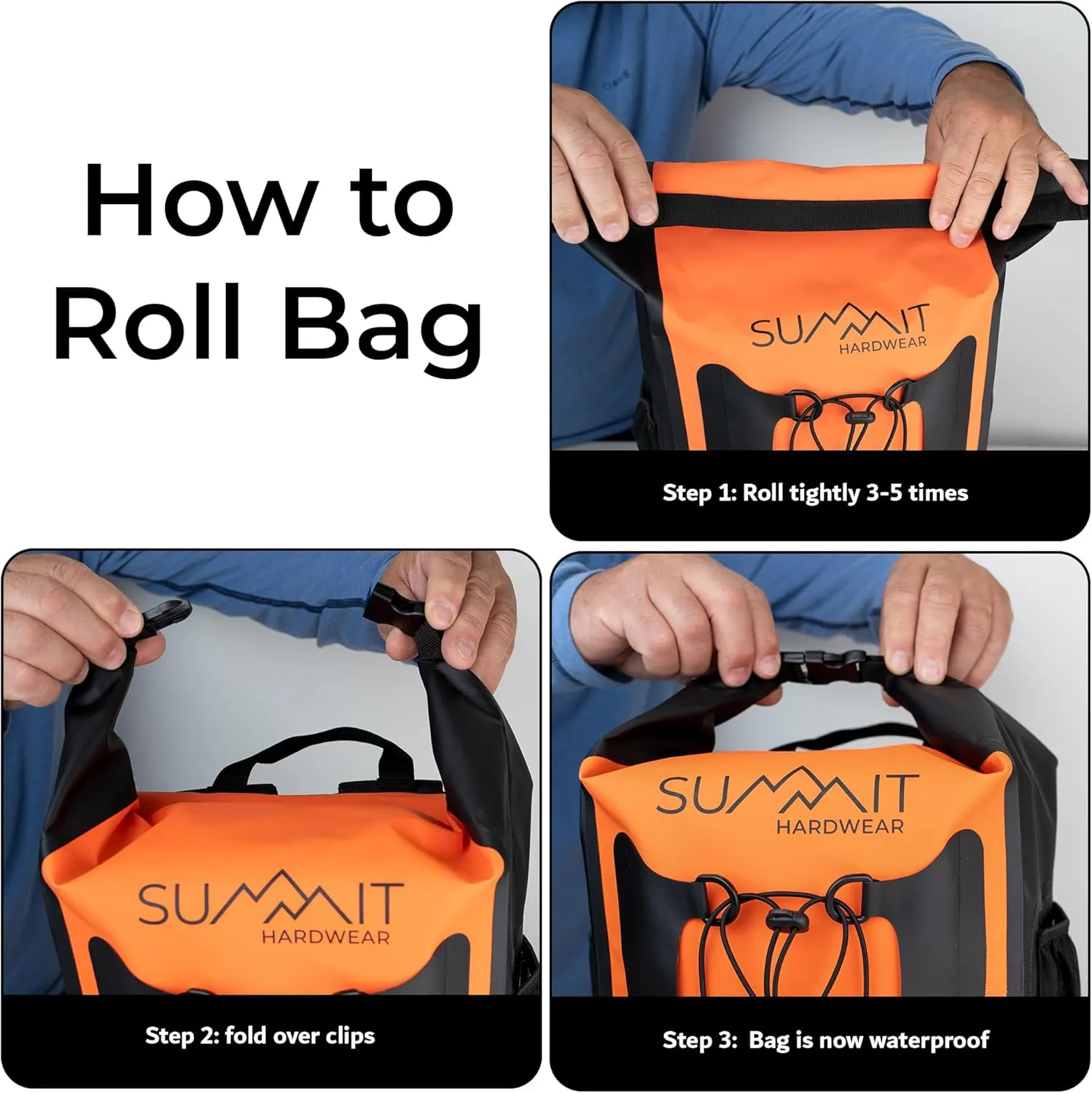 Waterproof Backpack –Dry Bag Backpack with Roll Top Closure – Hiking – Dry Sack for Kayaking (Midnight Mango Orange, 25 Liter)