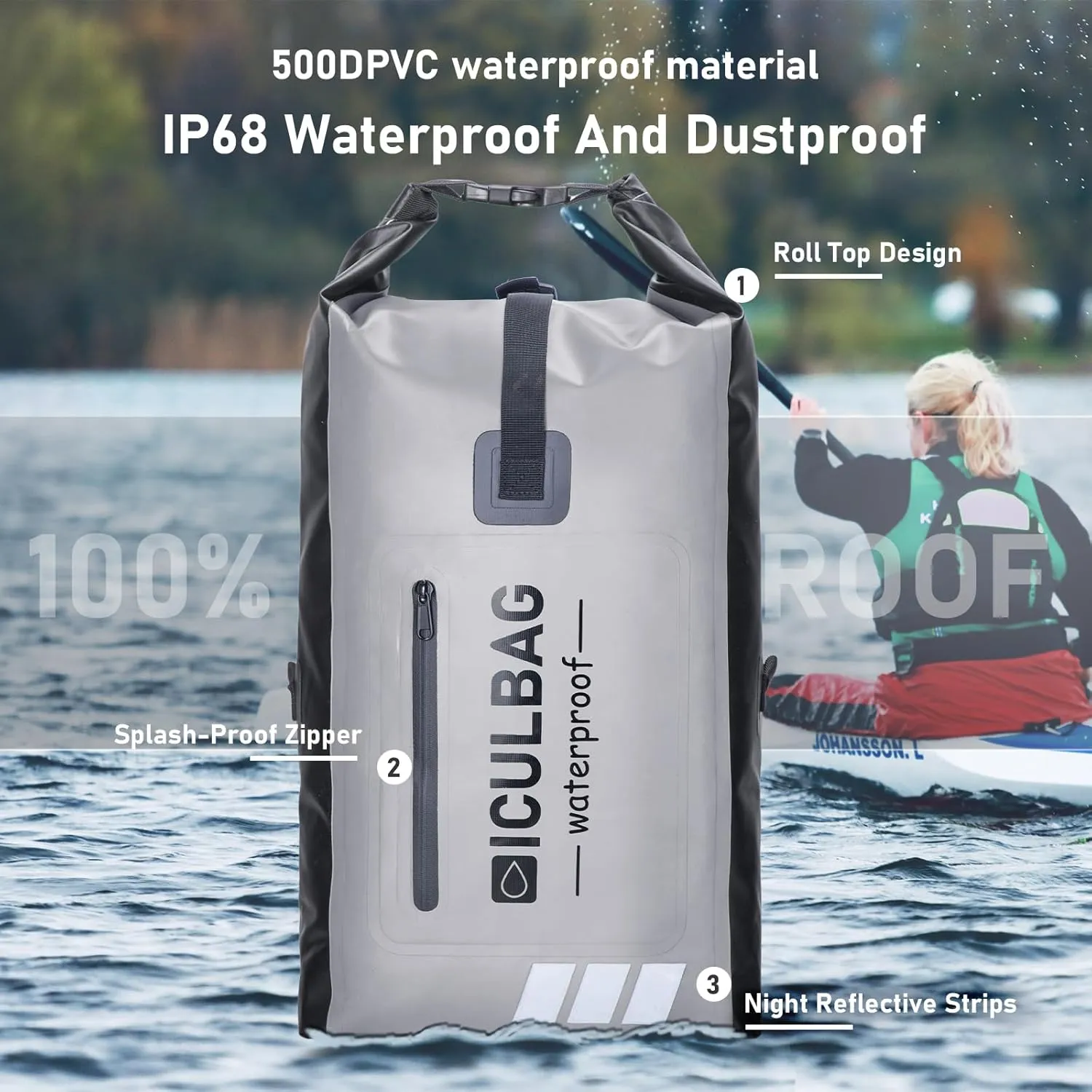 Waterproof Backpack For Women Men Dry Bags Waterprof Bags for Kayaking Boating Travele Hiking Camping Dry Bag 20L