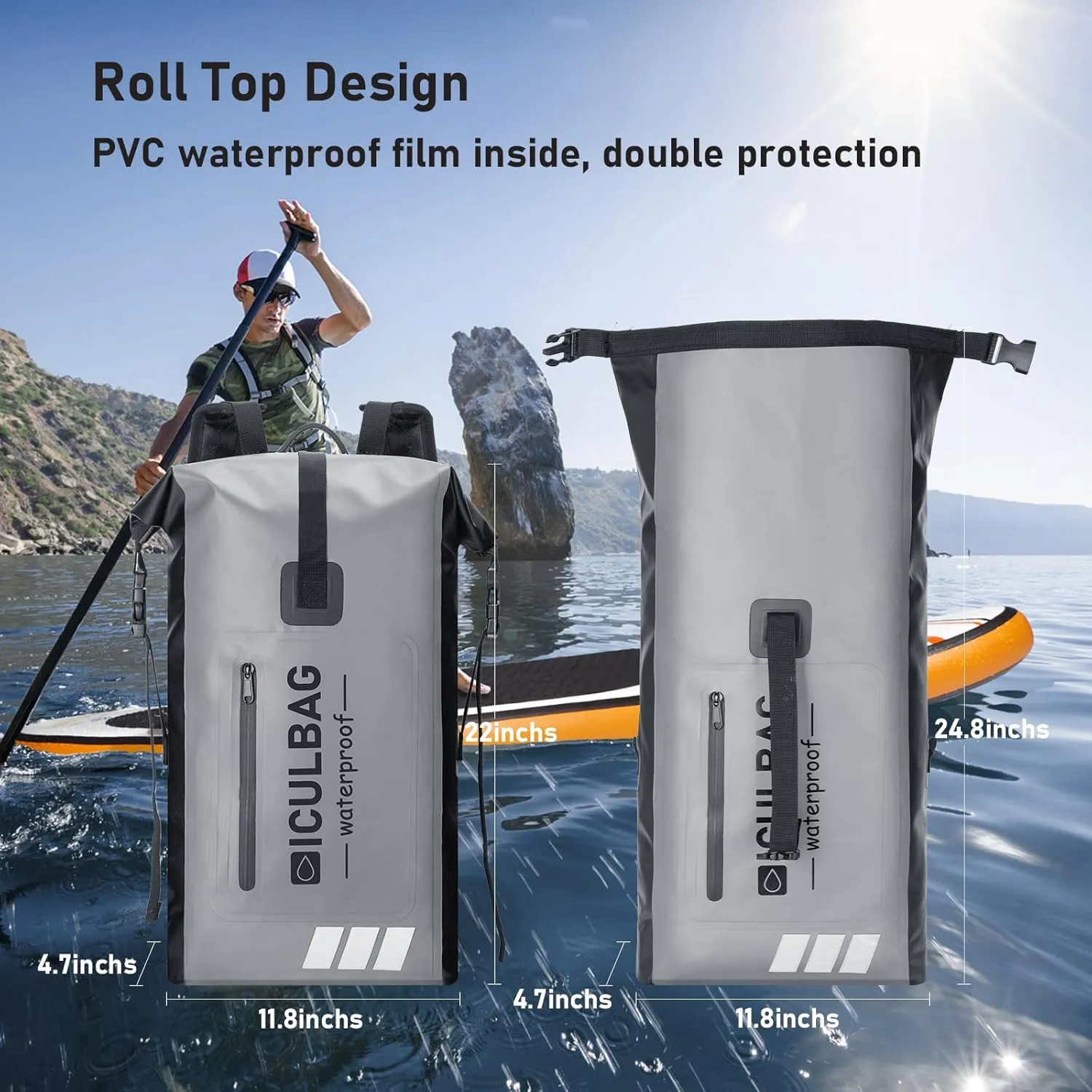 Waterproof Backpack For Women Men Dry Bags Waterprof Bags for Kayaking Boating Travele Hiking Camping Dry Bag 20L