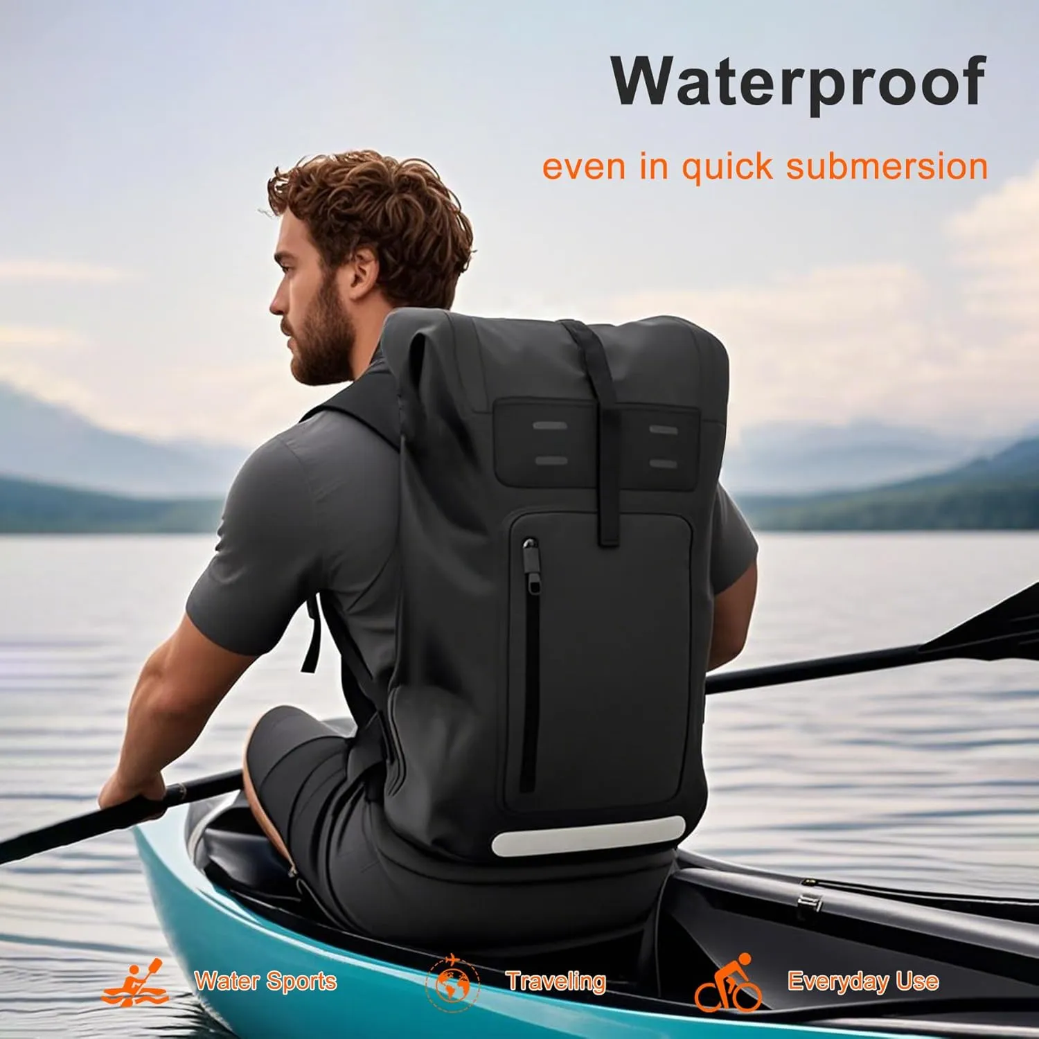 Waterproof Backpack，Heavy Duty Hiking Backpack，35/55/85L dry bag backpack waterproof for Men，Roll-Top Closure，for Kayaking, Travel, Hiking, Fishing, Camping, Motorcycles (blue, 35L)
