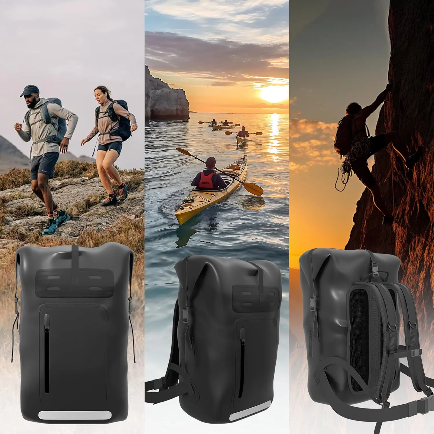 Waterproof Backpack，Heavy Duty Hiking Backpack，35/55/85L dry bag backpack waterproof for Men，Roll-Top Closure，for Kayaking, Travel, Hiking, Fishing, Camping, Motorcycles (blue, 35L)