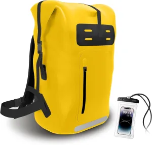 Waterproof Backpack，Heavy Duty Hiking Backpack，35/55/85L dry bag backpack waterproof for Men，Roll-Top Closure，for Kayaking, Travel, Hiking, Fishing, Camping, Motorcycles (yellow, 55L)