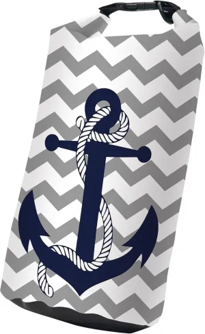 Waterproof Dry Bag Marine Dry Bags for Kayaking Hiking Anchor Nautical Navy Blue Gray Striped Backpack Roll-Top Closure Bag - Backpack Waterproof Phone Case 5L
