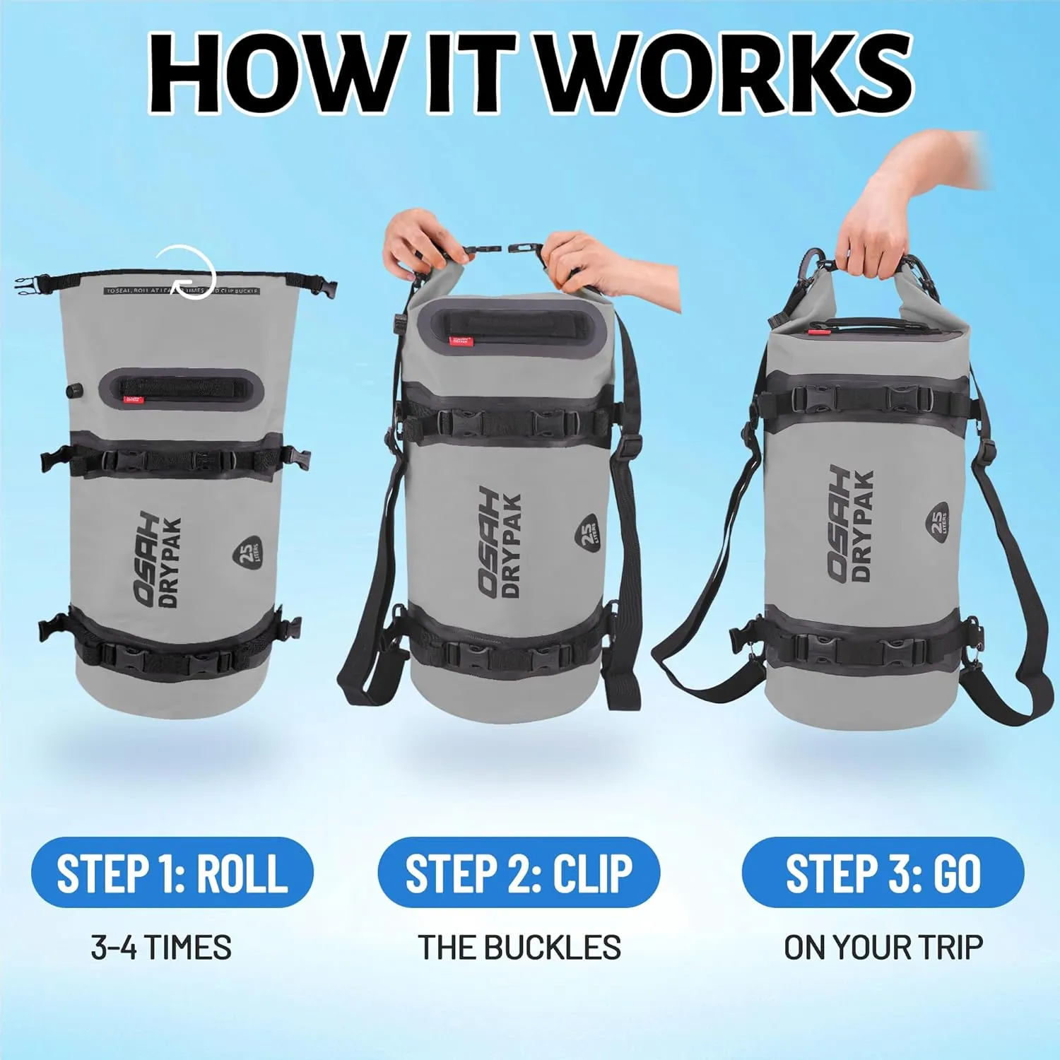 Waterproof Dry Bag - Motorcycle Luggage Tail Bag with Straps for Back Seat, Roll Top Lightweight Waterproof Backpack Sack for Travel, Swimming, Boating, Kayaking, Camping and Beach