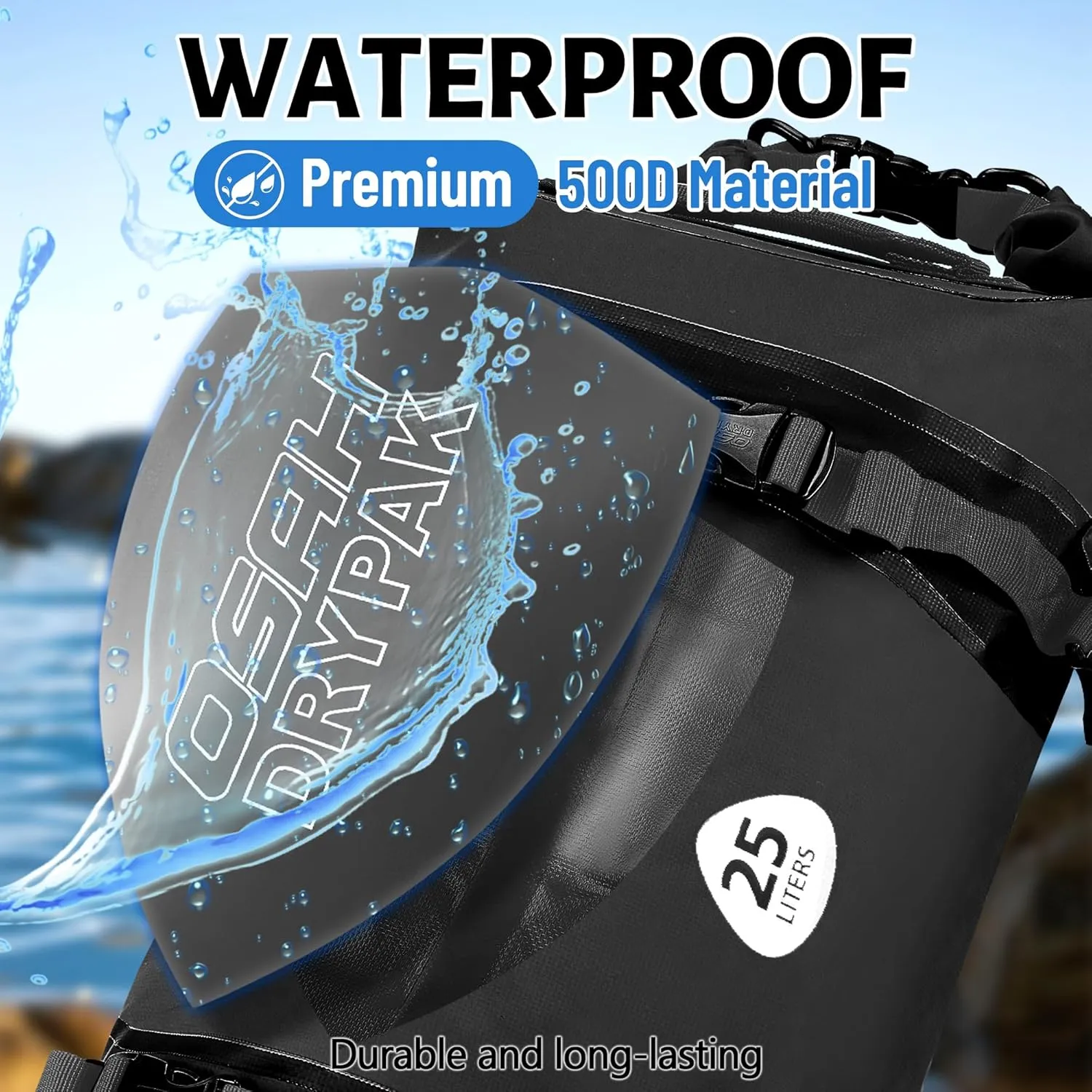 Waterproof Dry Bag - Motorcycle Luggage Tail Bag with Straps for Back Seat, Roll Top Lightweight Waterproof Backpack Sack for Travel, Swimming, Boating, Kayaking, Camping and Beach