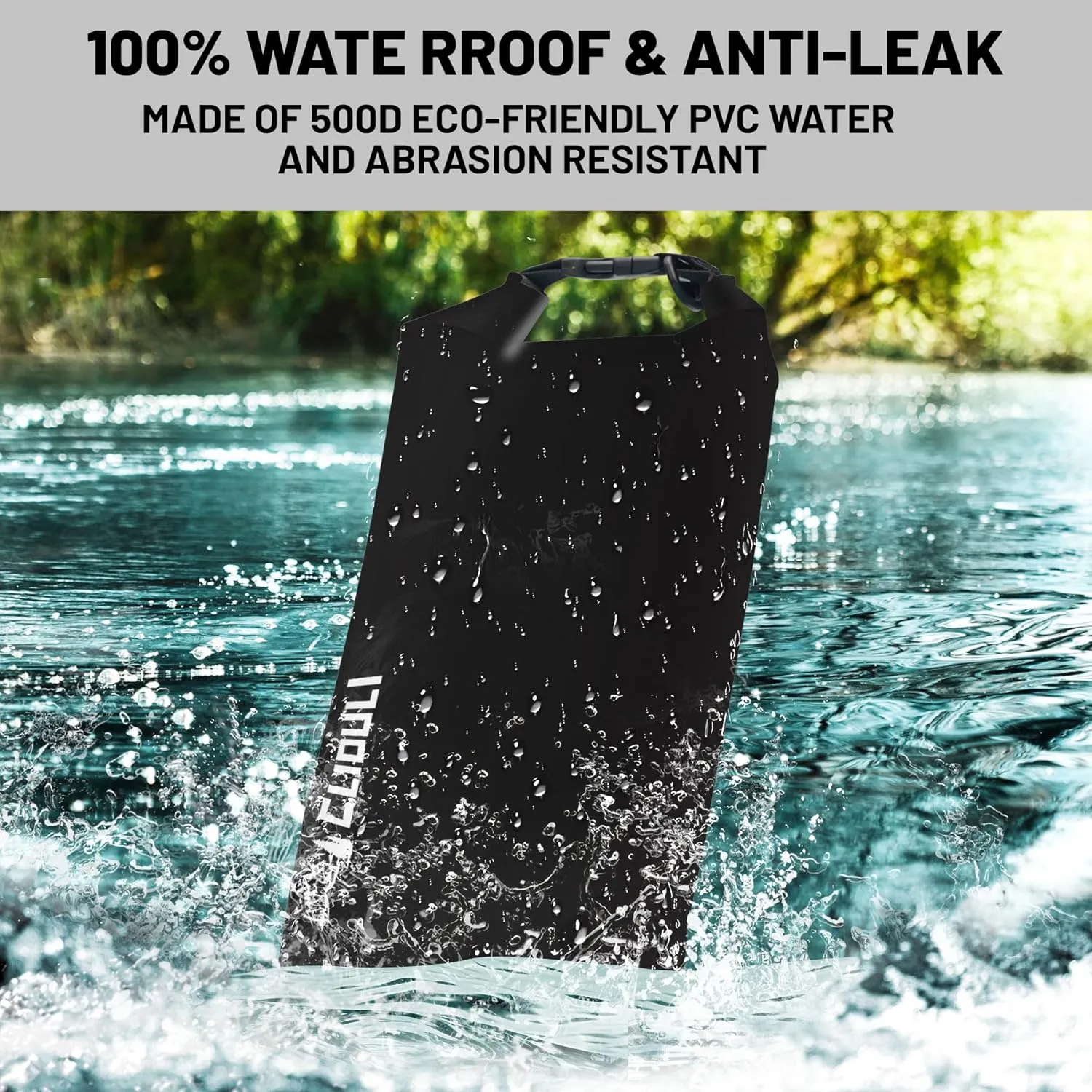 Waterproof Dry Bag,Roll Top Black Large Waterproof Backpack 2L/5L/10L/20L/30L/40L Floating Lightweight Bags for Kayaking, Boating, Fishing, Swimming Camping with Waterproof Phone Case