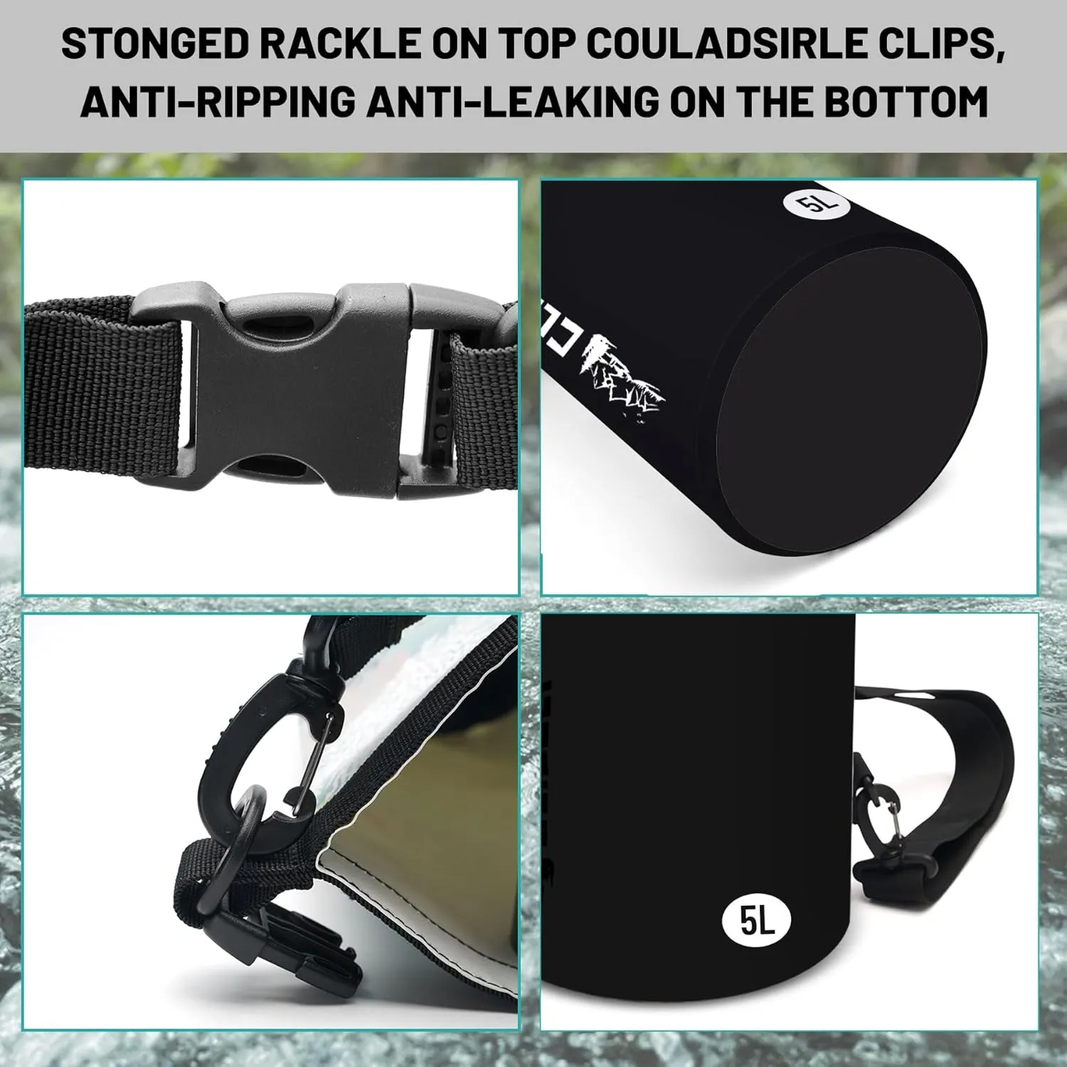 Waterproof Dry Bag,Roll Top Black Small Waterproof Backpack 2L/5L/10L/20L/30L/40L Floating Lightweight Bags for Kayaking, Boating, Fishing, Swimming Camping with Waterproof Phone Case