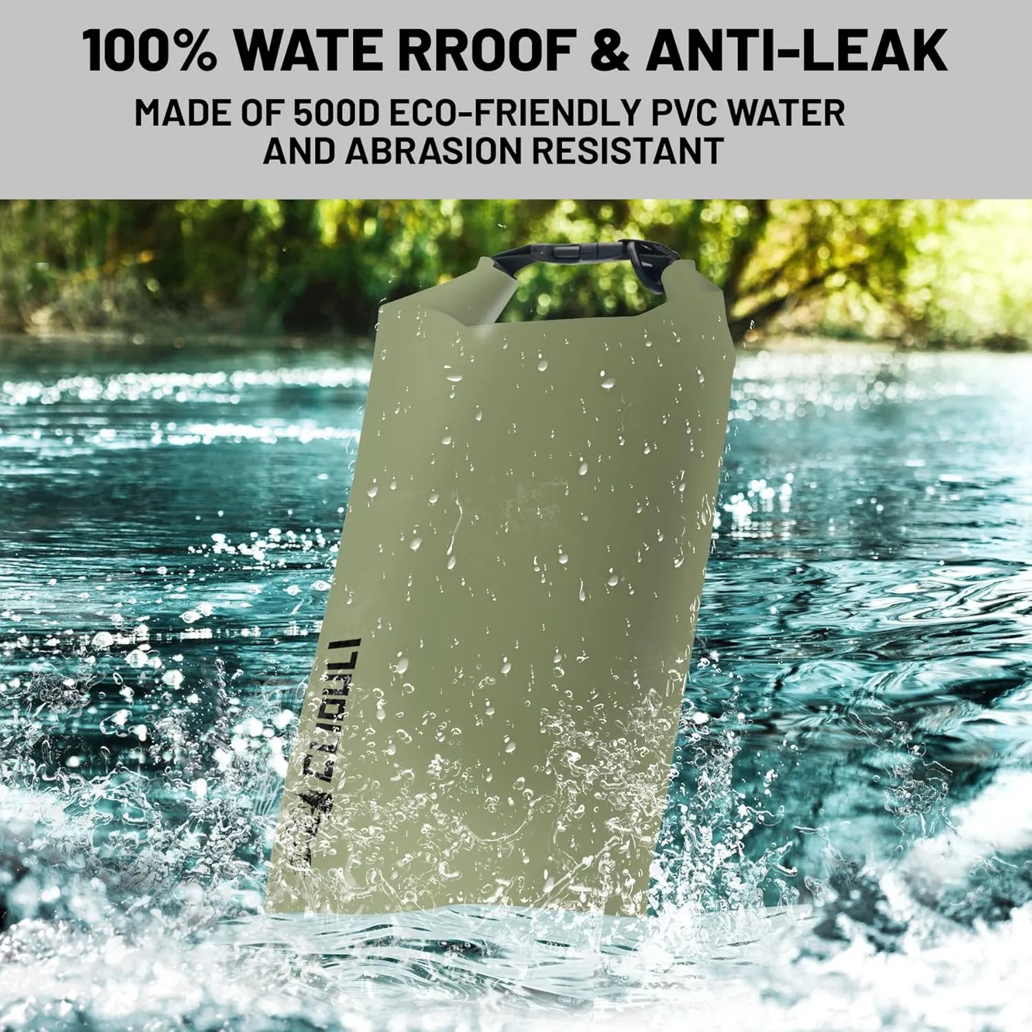 Waterproof Dry Bag,Roll Top Green Large Waterproof Backpack 2L/5L/10L/20L/30L/40L Floating Lightweight Bags for Kayaking, Boating, Fishing, Swimming Camping with Waterproof Phone Case