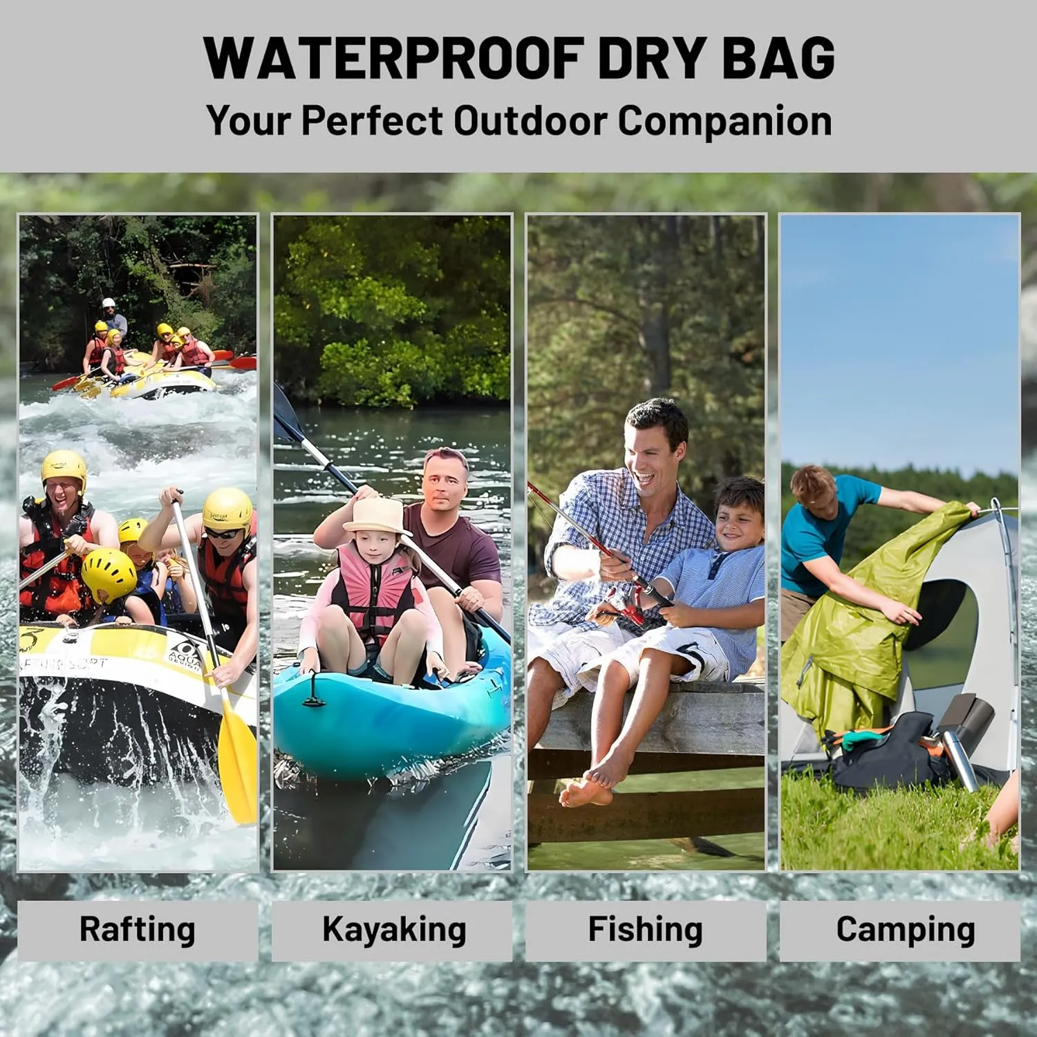 Waterproof Dry Bag,Roll Top Summer Beach Coastal Theme Waterproof Backpack 5L/10L/20L Floating and Lightweight Bags for Kayaking, Boating, Fishing, Swimming and Camping