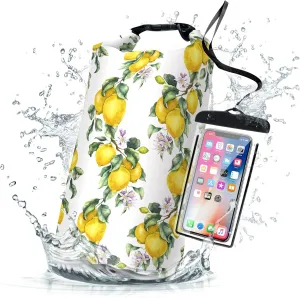 Waterproof Dry Bag,Roll Top Summer Lemon Waterproof Backpack 5L/10L/20L Floating and Lightweight Bags for Kayaking, Boating, Fishing, Swimming and Camping with Waterproof Phone Case