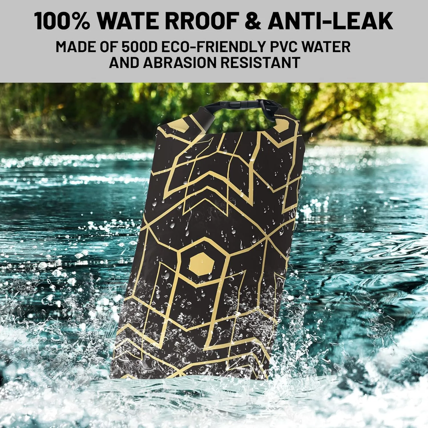 Waterproof Dry Bag,Roll Top Yellow Modern Abstract Geometric Print Small Waterproof Backpack 5L/10L/20L Floating and Lightweight Bags for Kayaking, Boating, Fishing, Swimming and Camping