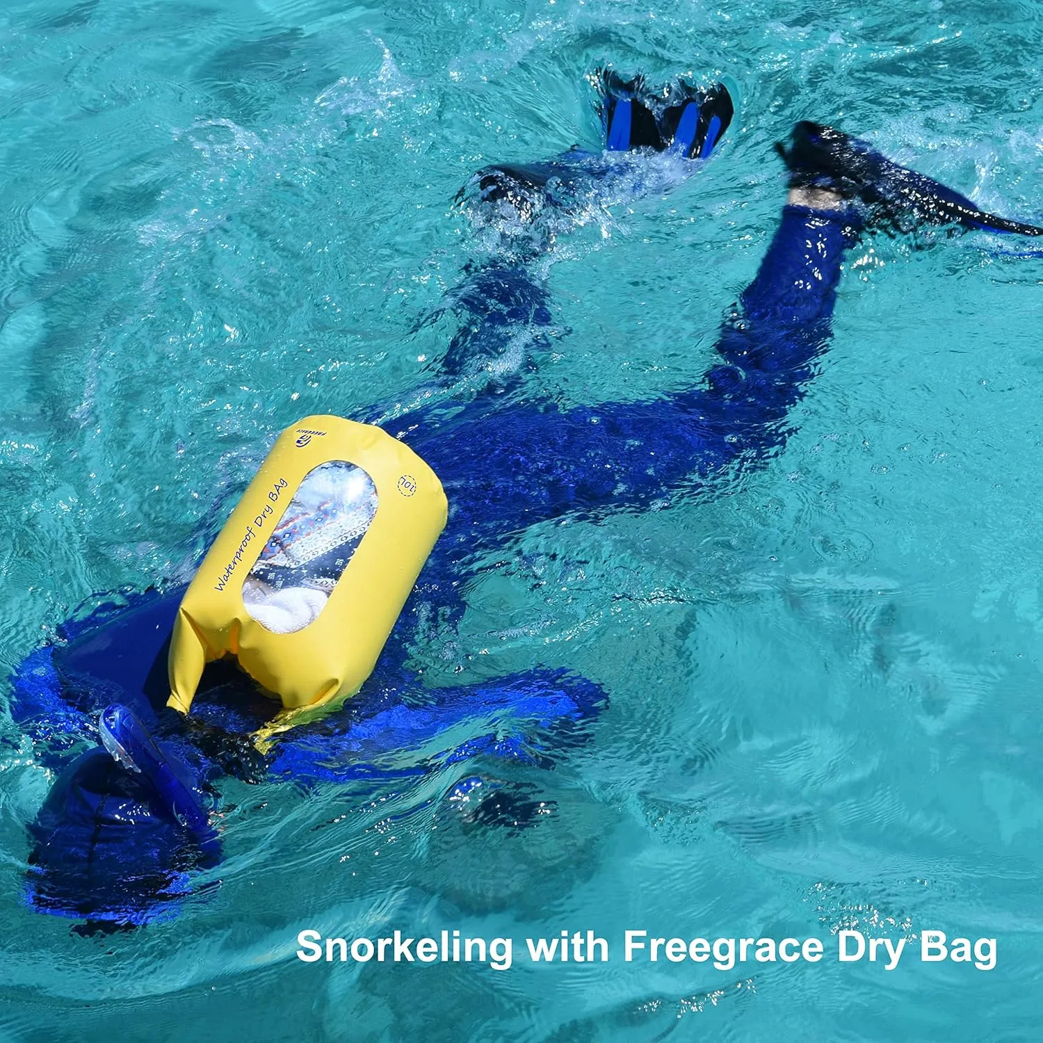 Waterproof Dry Bags Set Of 3 Dry Bag With 2 Zip Lock Seals & Detachable Shoulder Strap, Waist Pouch & Phone Case - Can Be Submerged Into Water - For Swimming (Navy Blue(Window), 10L)