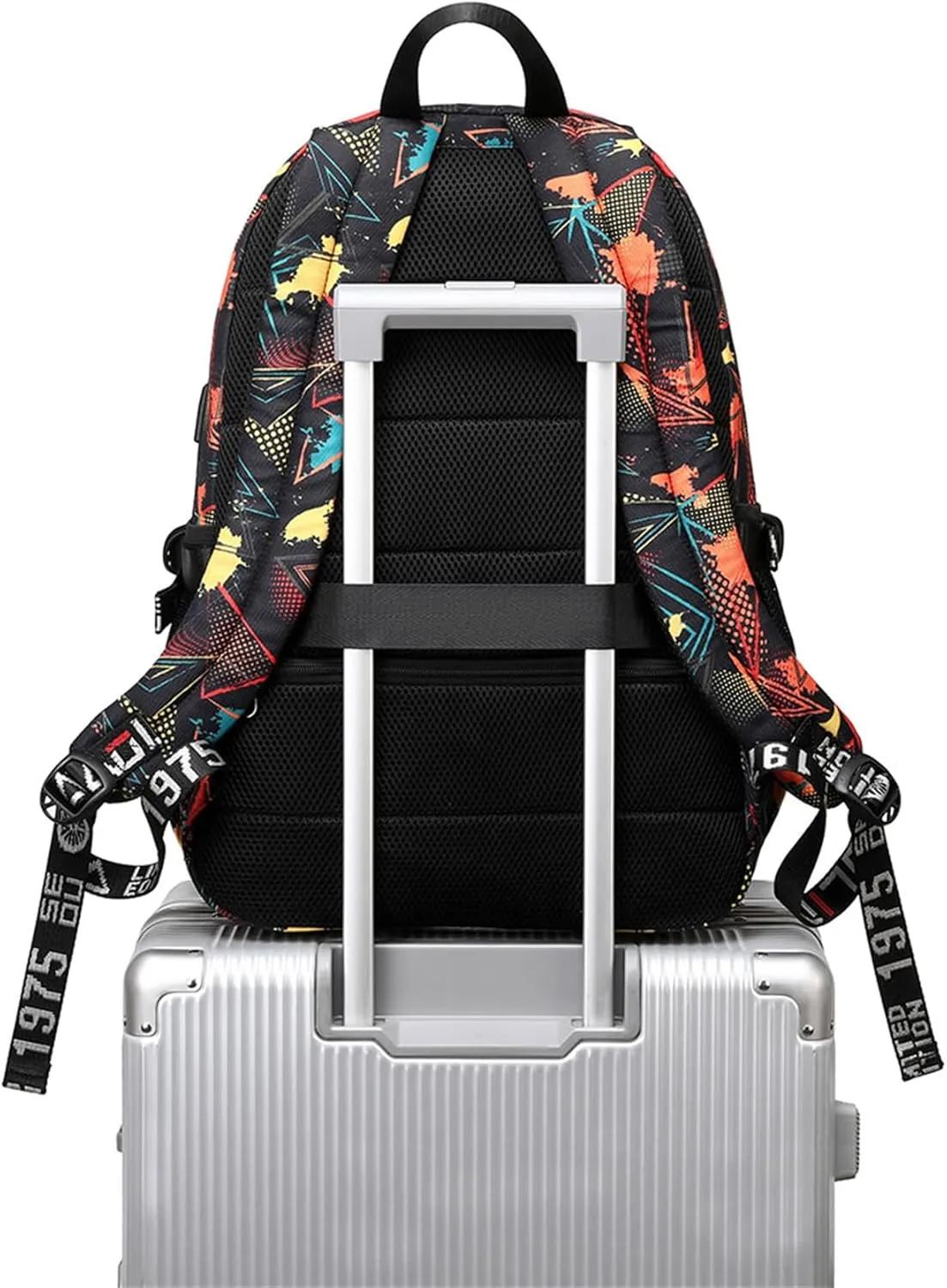 Wear Resistant Travel Bag Novelty Canvas Knapsack Multifunction Large Capacity USB Backpack