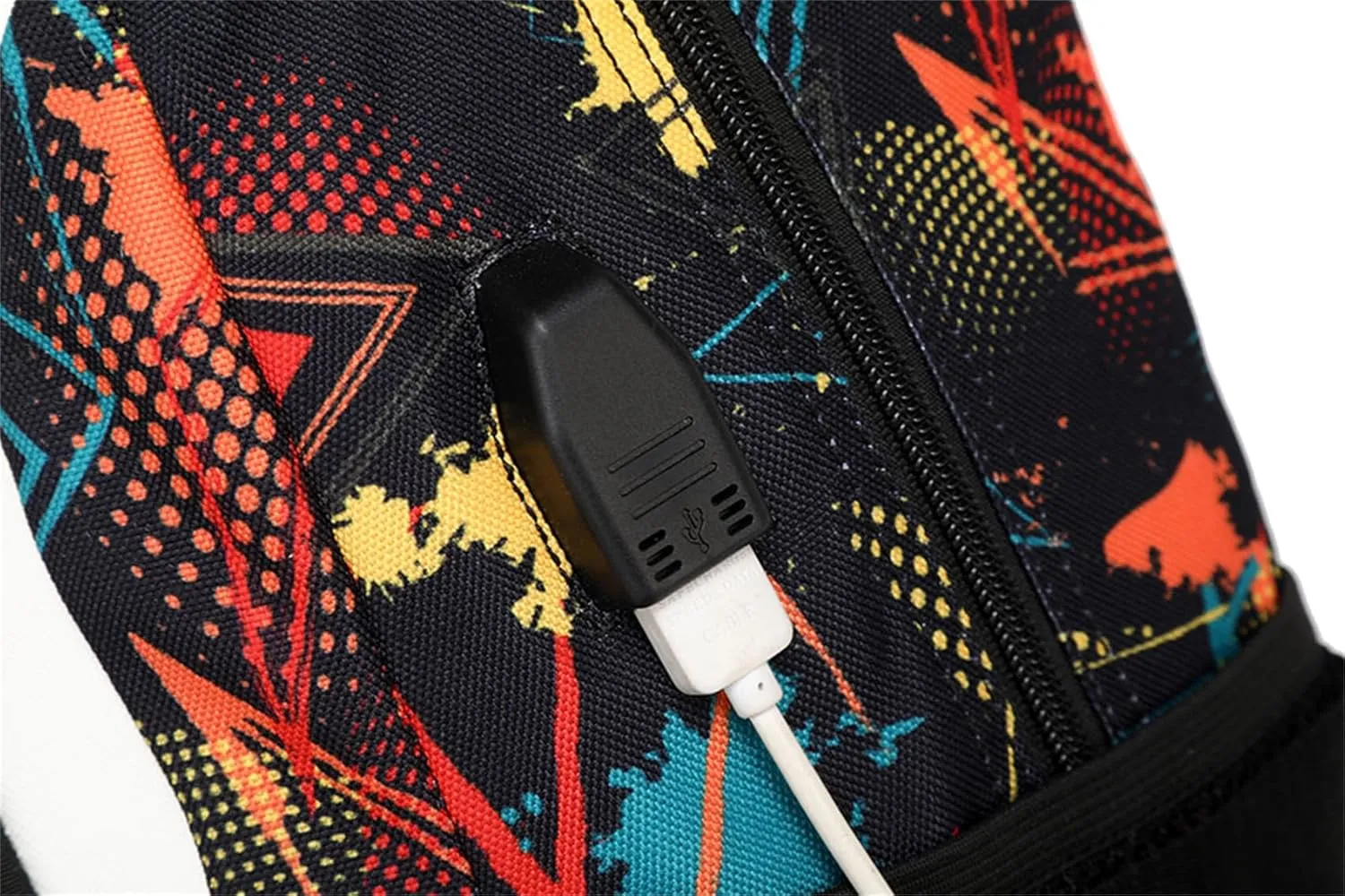 Wear Resistant Travel Bag Novelty Canvas Knapsack Multifunction Large Capacity USB Backpack