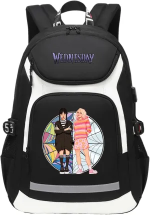 Wear Resistant Travel Bag Novelty Canvas Knapsack Multifunction Large Capacity USB Backpack