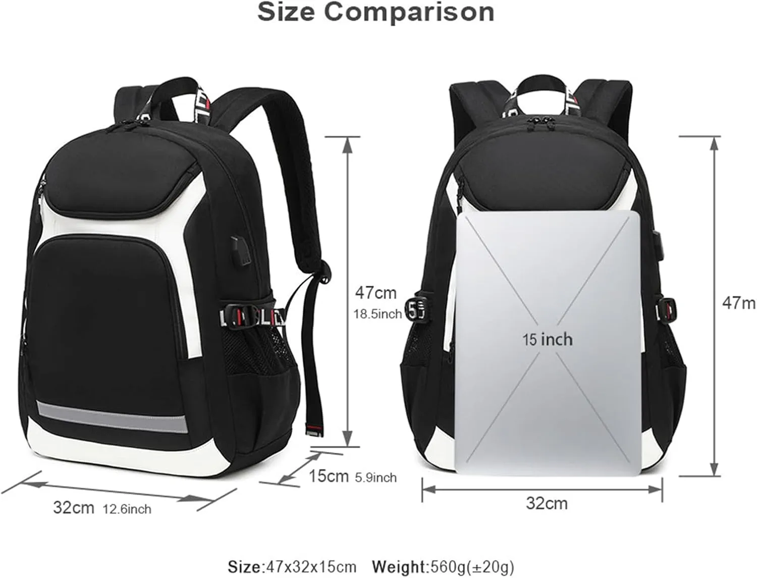 Wear Resistant Travel Bag Novelty Canvas Knapsack Multifunction Large Capacity USB Backpack