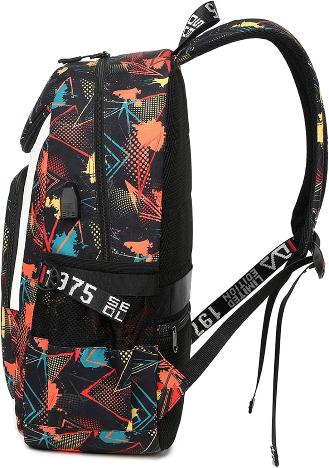 Wear Resistant Travel Bag Novelty Canvas Knapsack Multifunction Large Capacity USB Backpack