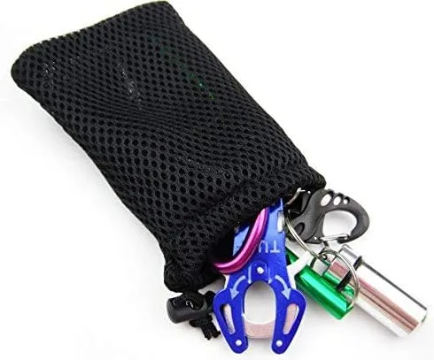 Wholesale Nylon Mesh Drawstring Bag Pouches for Mini Stuff Cellphone Mp3 9x14cm (Black 50 Packs)