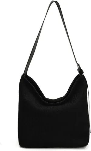 Winter Wool Purse Slouchy Hobo Bags for Women Fluffy Shoulder Bag Crossbody Purse Satchel Tote Handbag