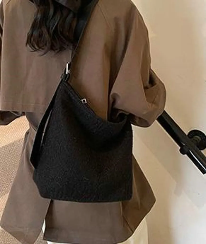 Winter Wool Purse Slouchy Hobo Bags for Women Fluffy Shoulder Bag Crossbody Purse Satchel Tote Handbag