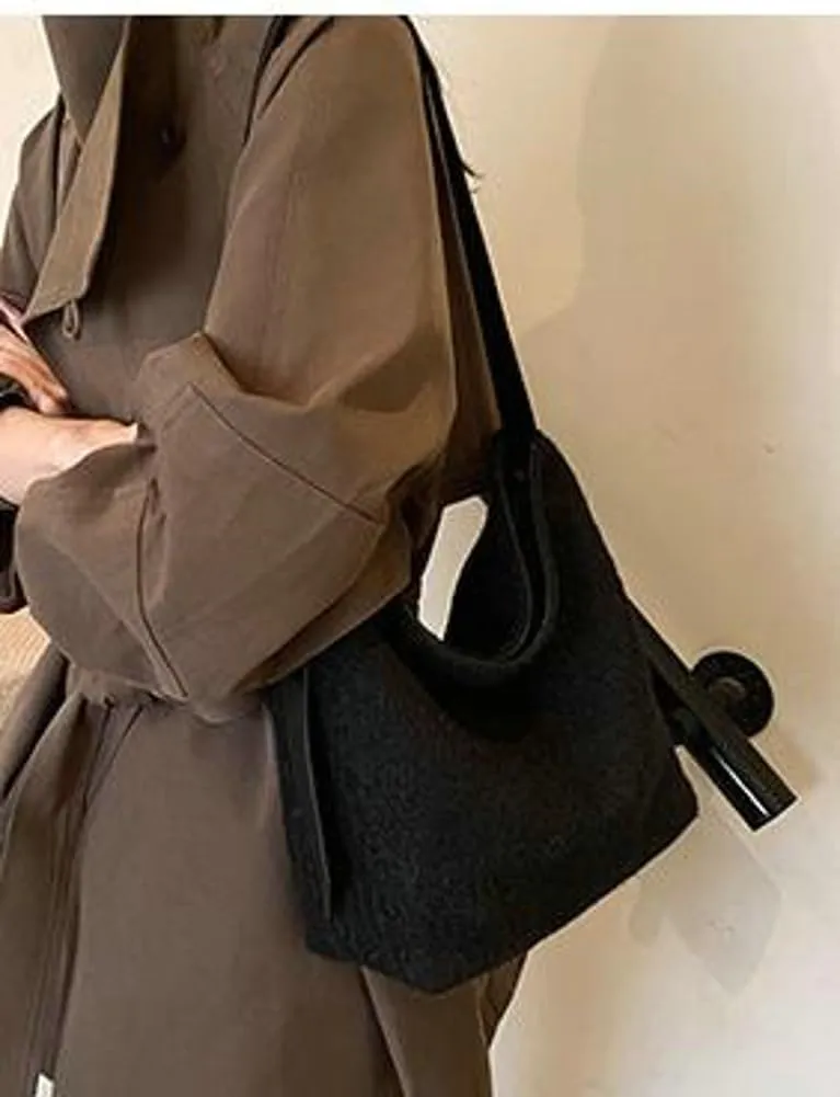 Winter Wool Purse Slouchy Hobo Bags for Women Fluffy Shoulder Bag Crossbody Purse Satchel Tote Handbag