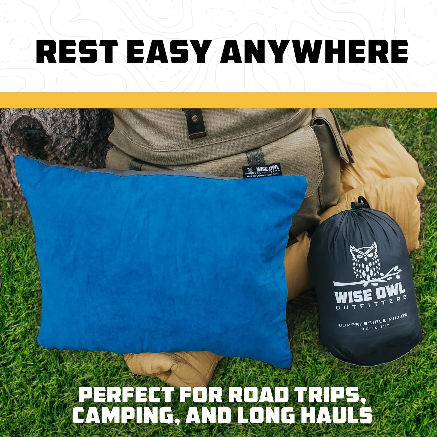 Wise Owl Outfitters Camping Pillow - Camping Essentials and Travel Pillow for Airplanes, Camping, and Travel - Memory Foam Washable Pillow - Small/Medium