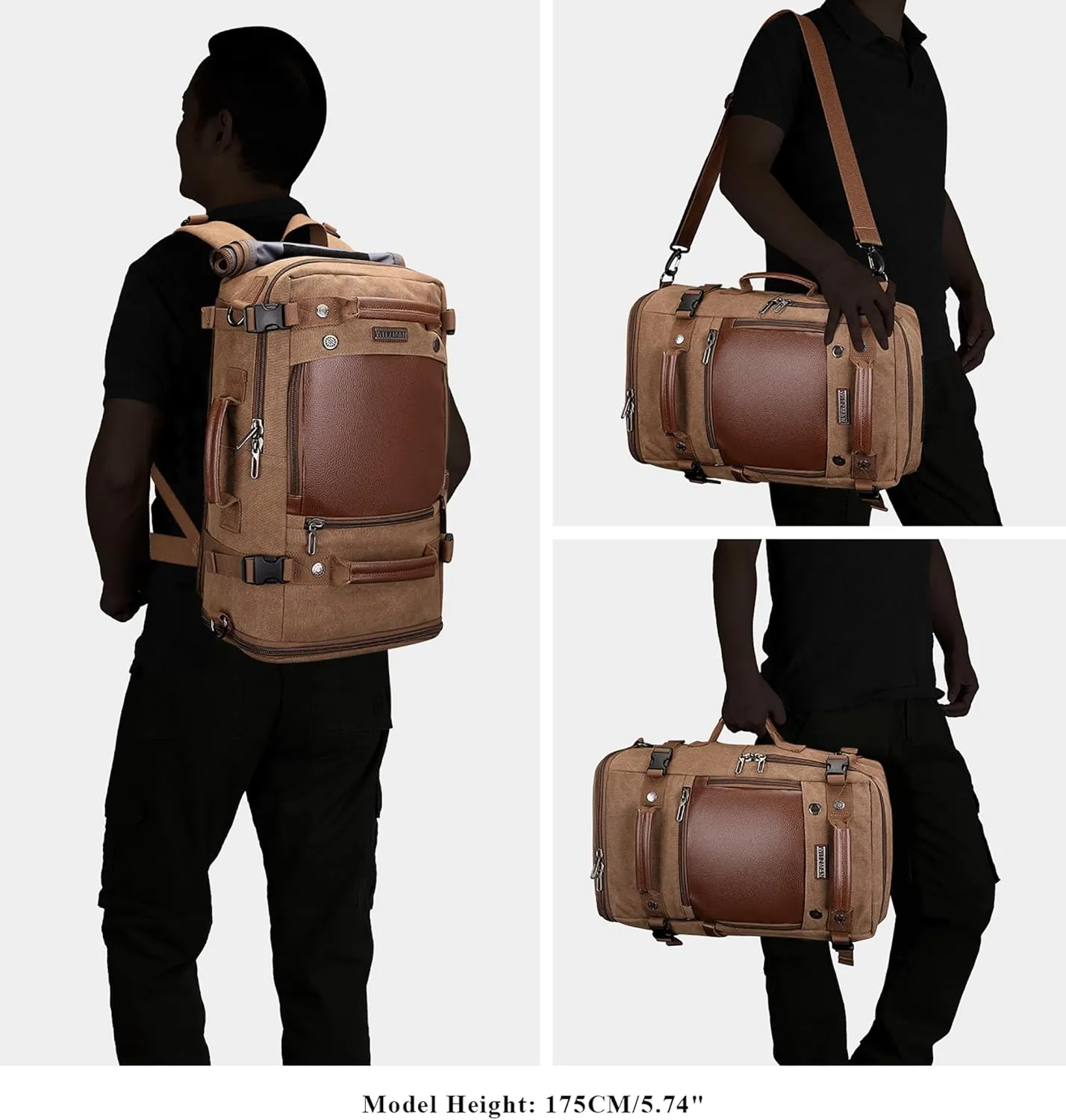 WITZMAN Travel Backpack for Men Women Carry on Luggage Backpack Canvas Rucksack Duffel bag with Shoe Compartment