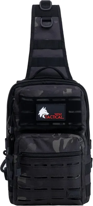 WOLF TACTICAL EDC Sling Bag - Concealed Carry Shoulder Bag for Range, Travel, Hiking, Outdoor Sports (Black Camo)