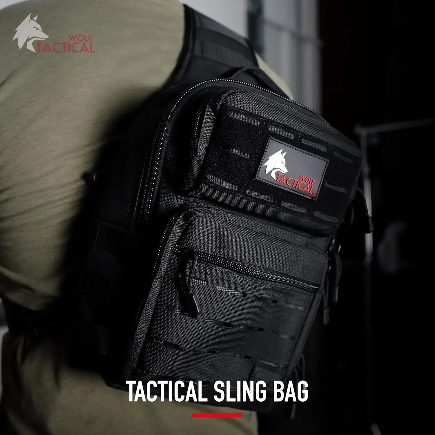 WOLF TACTICAL EDC Sling Bag - Concealed Carry Shoulder Bag for Range, Travel, Hiking, Outdoor Sports (Black)