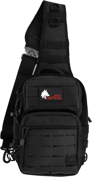 WOLF TACTICAL EDC Sling Bag - Concealed Carry Shoulder Bag for Range, Travel, Hiking, Outdoor Sports (Black)