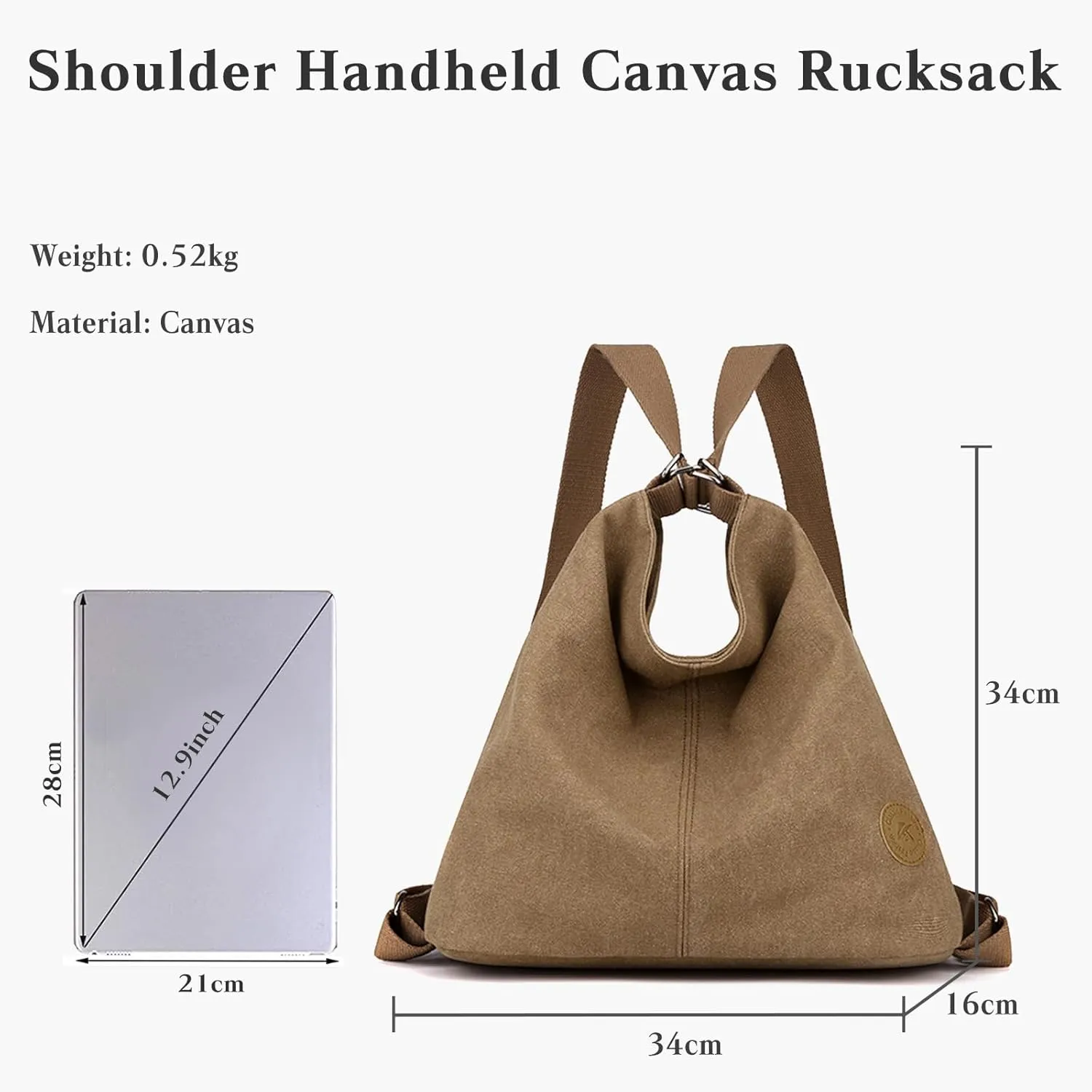 Women Backpack Canvas Shoulder Bag Casual Daypacks Handbag Large Capacity Top Handle Bag Multifunction Tote Bag for Travel Shopping Work Daily Coffee