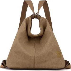 Women Backpack Canvas Shoulder Bag Casual Daypacks Handbag Large Capacity Top Handle Bag Multifunction Tote Bag for Travel Shopping Work Daily Coffee