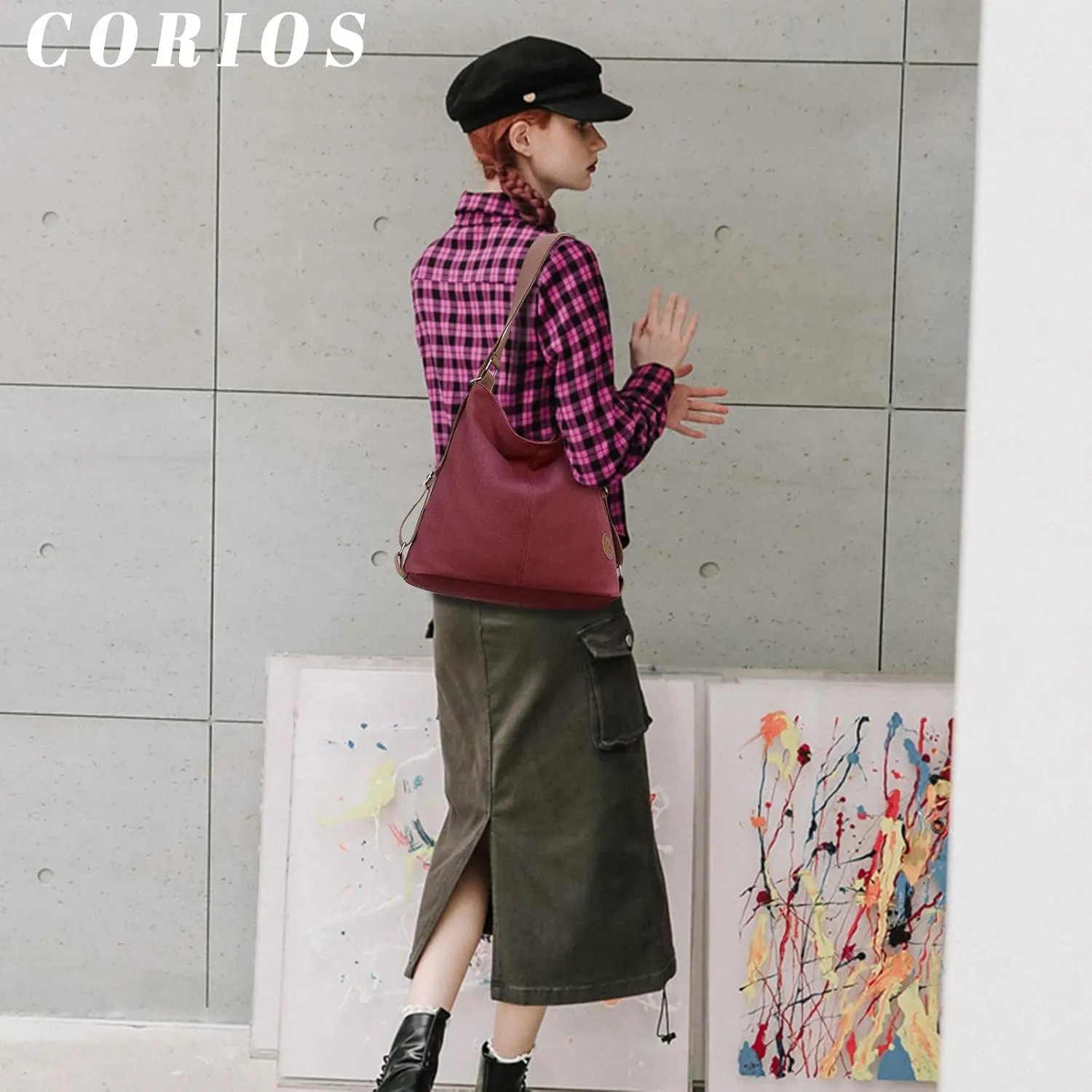 Women Backpack Canvas Shoulder Bag Casual Daypacks Handbag Large Capacity Top Handle Bag Multifunction Tote Bag for Travel Shopping Work Daily Purple