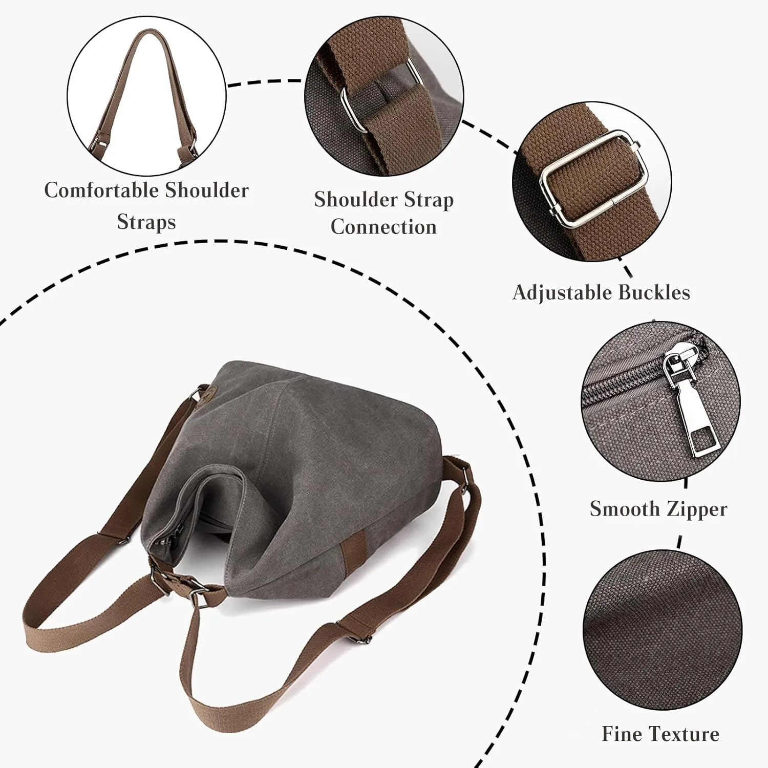 Women Backpack Canvas Shoulder Bag Casual Daypacks Handbag Large Capacity Top Handle Bag Multifunction Tote Bag for Travel Shopping Work Daily Purple