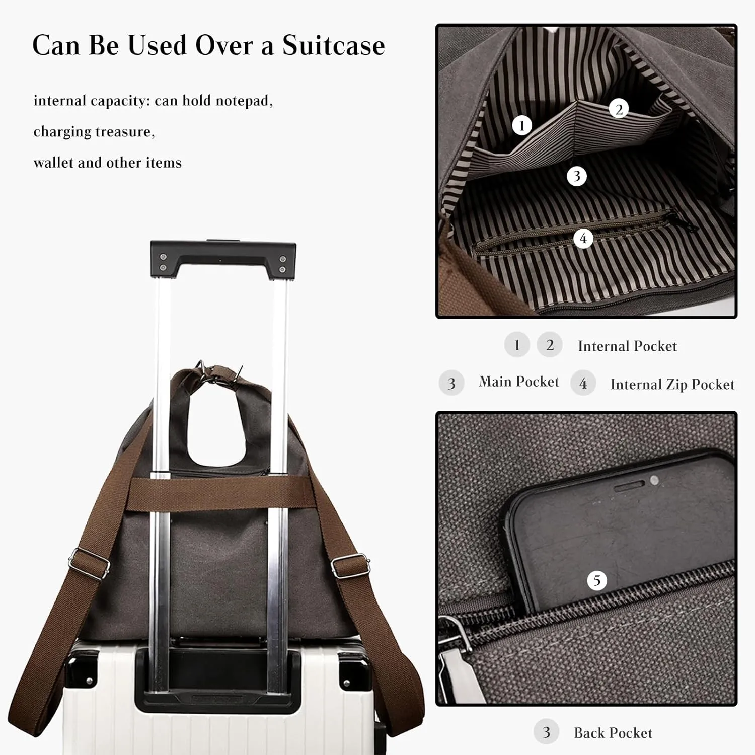 Women Backpack Canvas Shoulder Bag Casual Daypacks Handbag Large Capacity Top Handle Bag Multifunction Tote Bag for Travel Shopping Work Daily Purple
