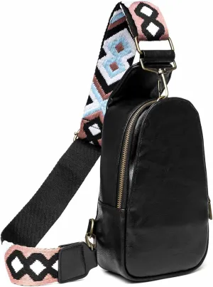 Women Chest Bag Sling Bag Small Crossbody PU Leather Satchel Daypack for Lady Shopping Travel Fashion Shoulder Strap