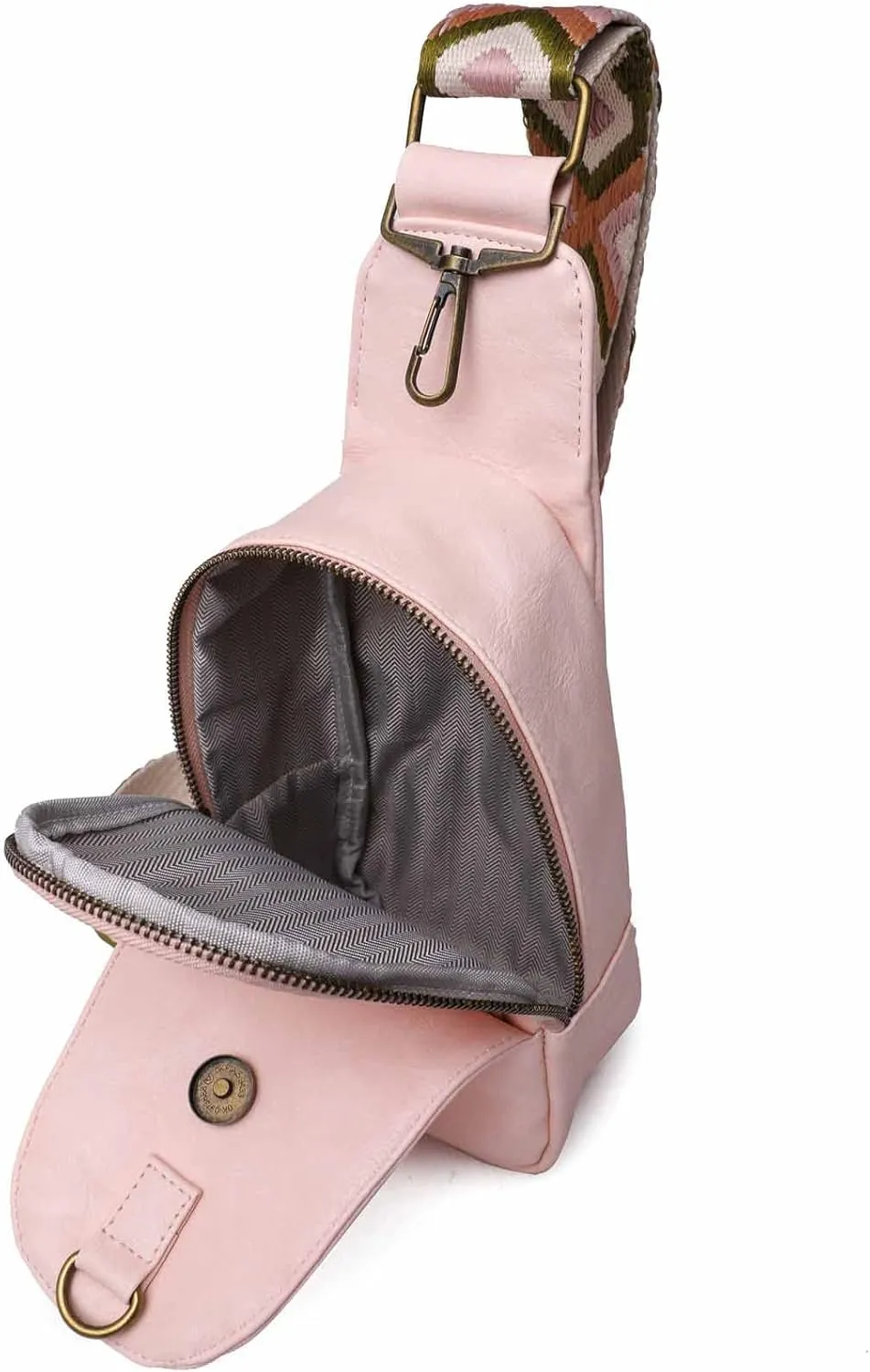 Women Chest Bag Sling Bag Small Crossbody PU Leather Satchel Daypack for Lady Shopping Travel Fashion Shoulder Strap