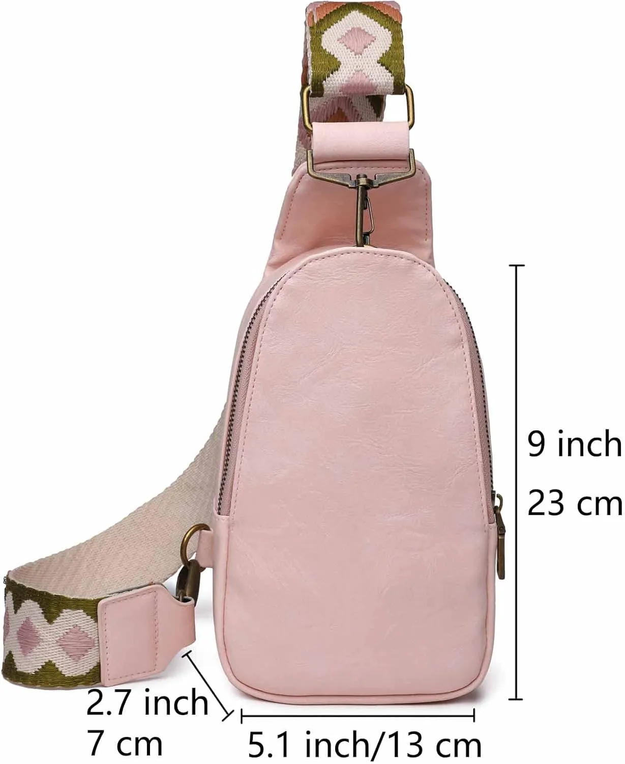 Women Chest Bag Sling Bag Small Crossbody PU Leather Satchel Daypack for Lady Shopping Travel Fashion Shoulder Strap