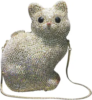 Women Evening-Bag Chain Wedding Ladies Clutches-Purse Rhinestones Luxury Handbags Cat