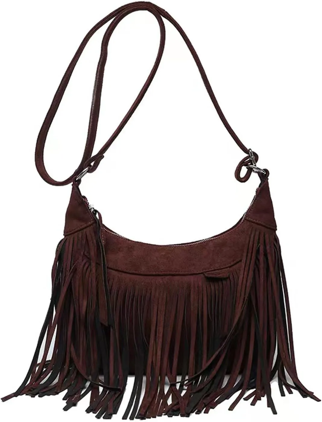 Women Fashion Fringe Purse Crossbody Bags Vegan Suede Hippie Tassel Hobo Shoulder Bag Vintage Handbags