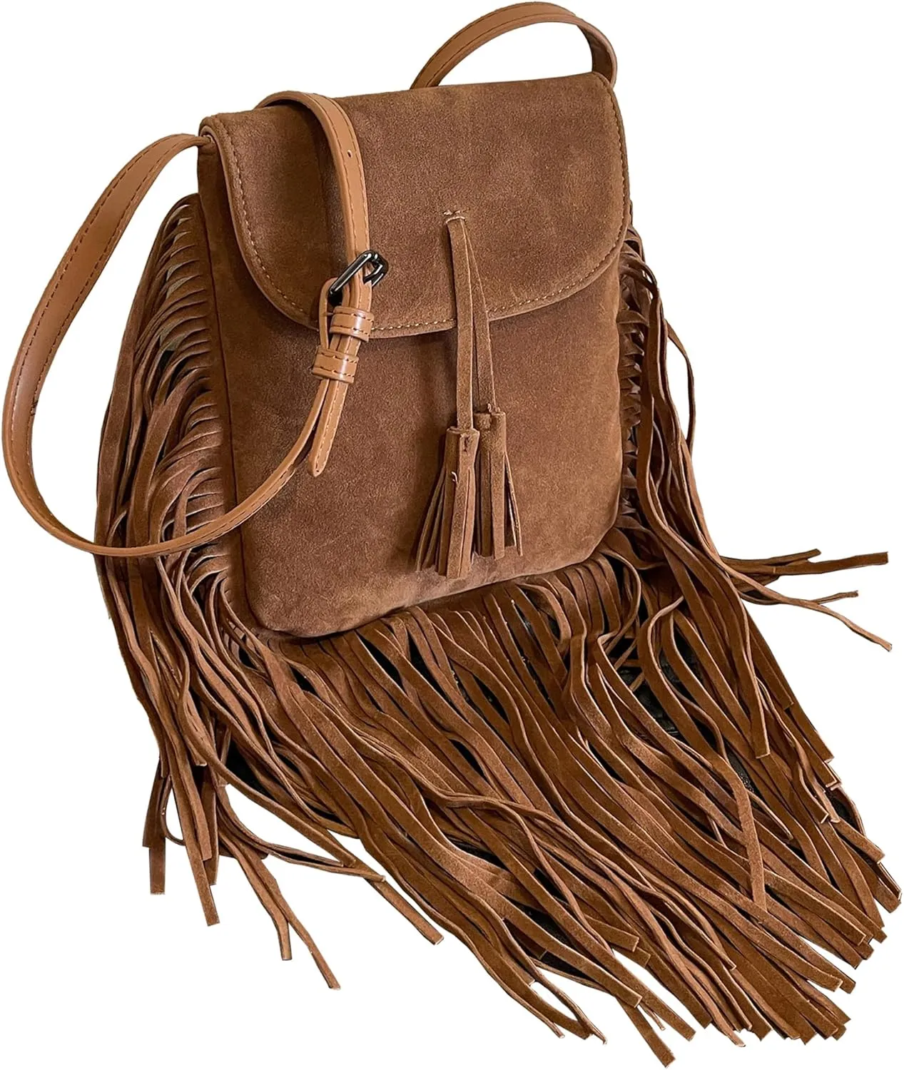 Women Fashion Small Hobo Purse Fringe Designer Cell Phone Bag Suede Tassel Crossbody Bags Shoulder Handbag