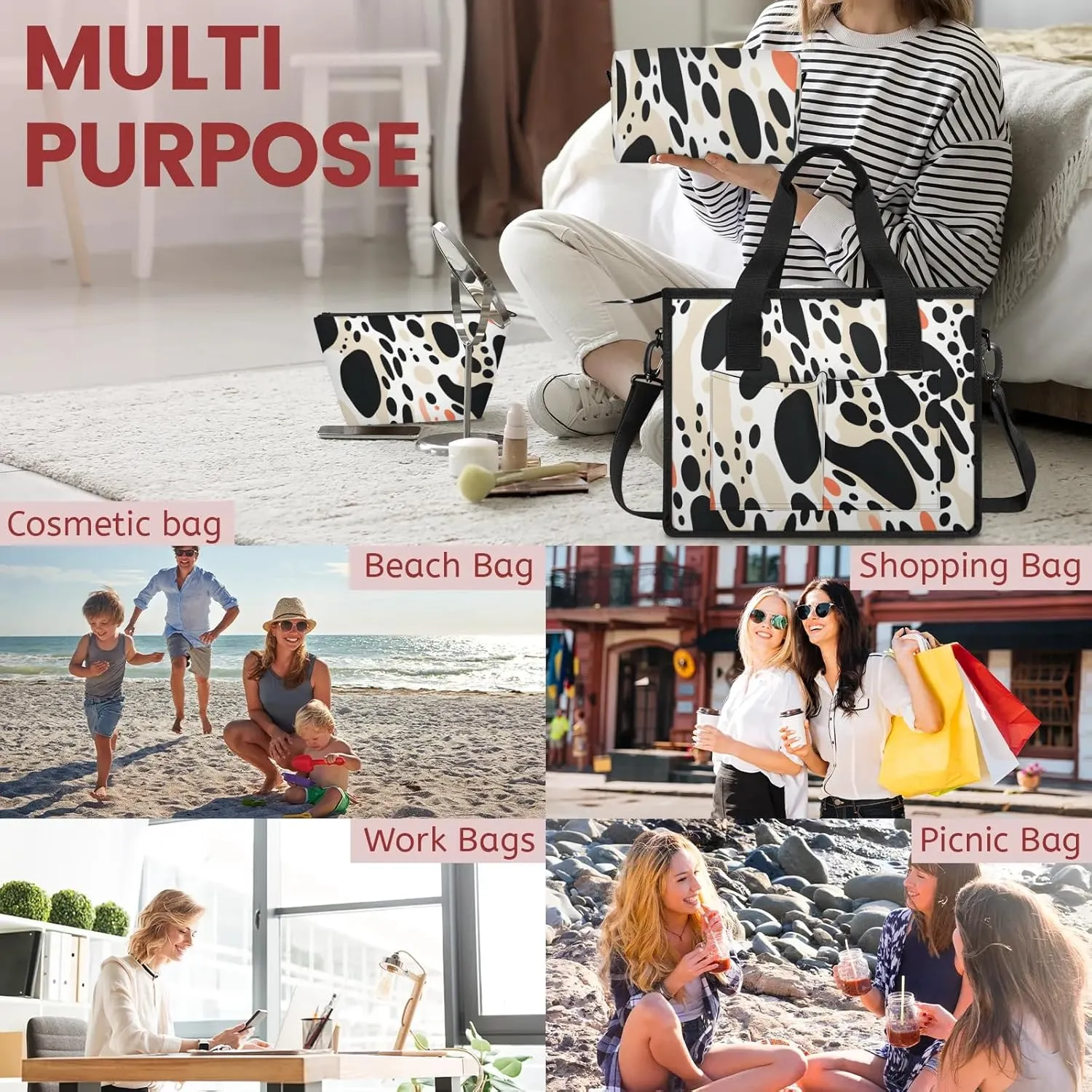 Women Fashion Tote Bag Wallet Shoulder Bags Set 3PCS Top Handle Satchel Purse Large Zippered Handbag Daily Use