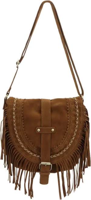 Women Fringe Hobo Bag Retro Tassel Shoulder Bag Fringe Purse Suede Tassel Hippie Saddle bag