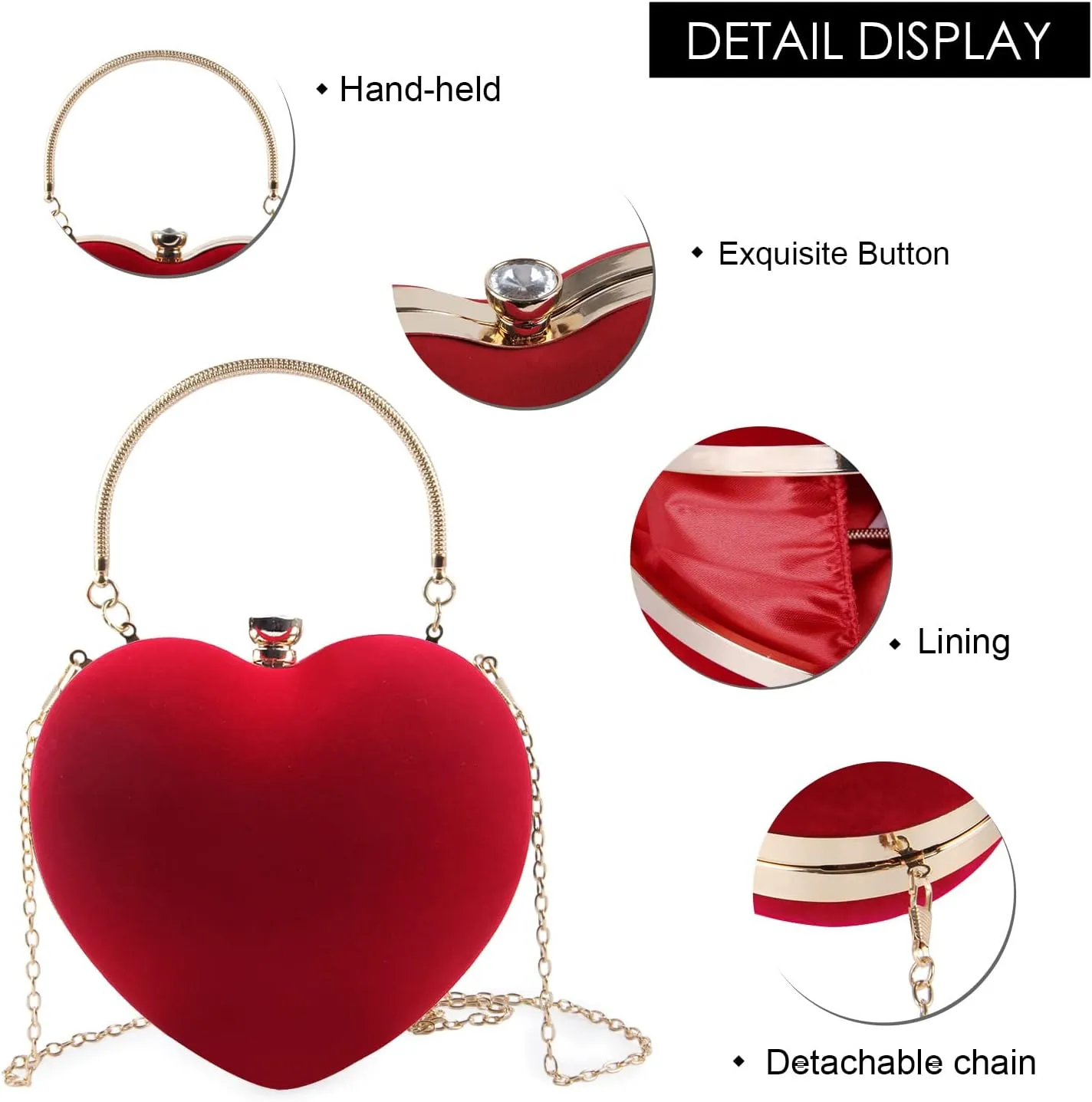 Women Heart Purse Wedding Party Evening Bag Cute Heart Shaped Clutch Small Cocktail Prom Tote Handbag