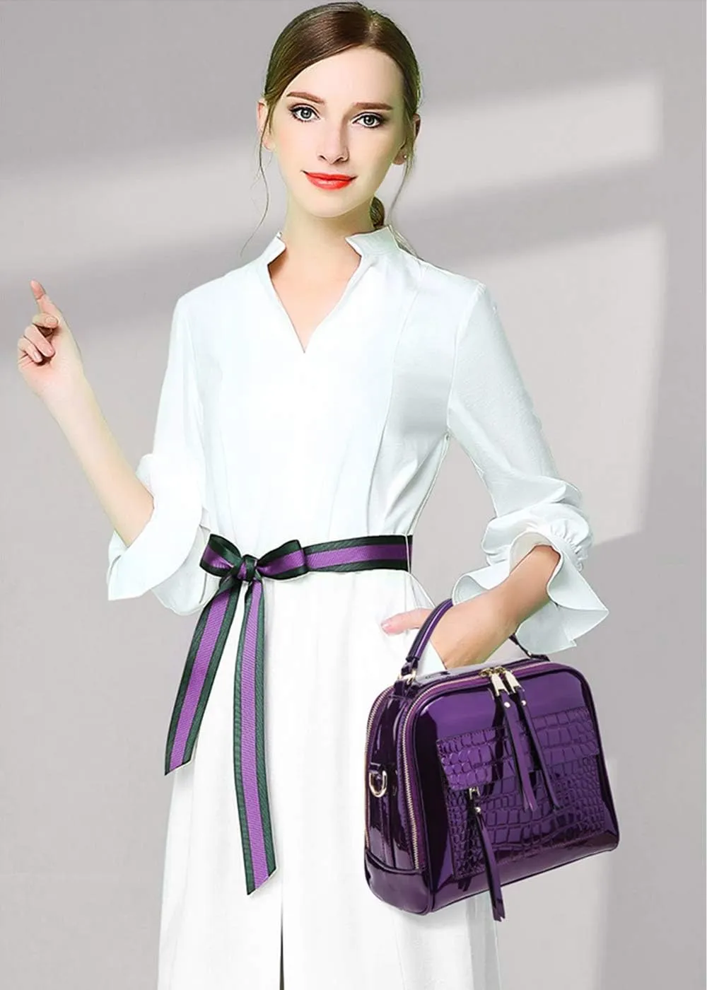 Women Patent Leather Handbag and Purses PU Satchels Shoulder Bags Crossbody Bags