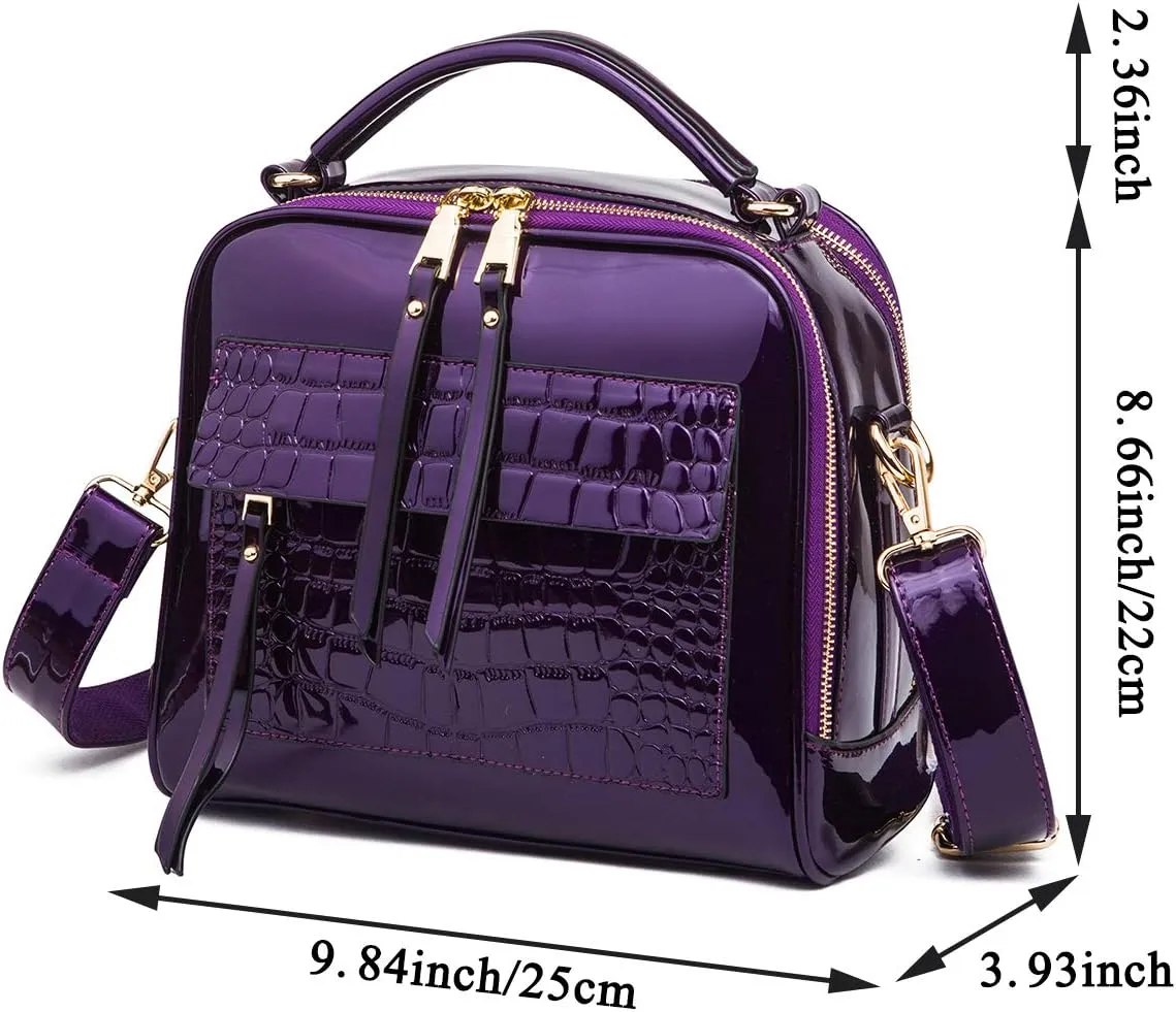 Women Patent Leather Handbag and Purses PU Satchels Shoulder Bags Crossbody Bags