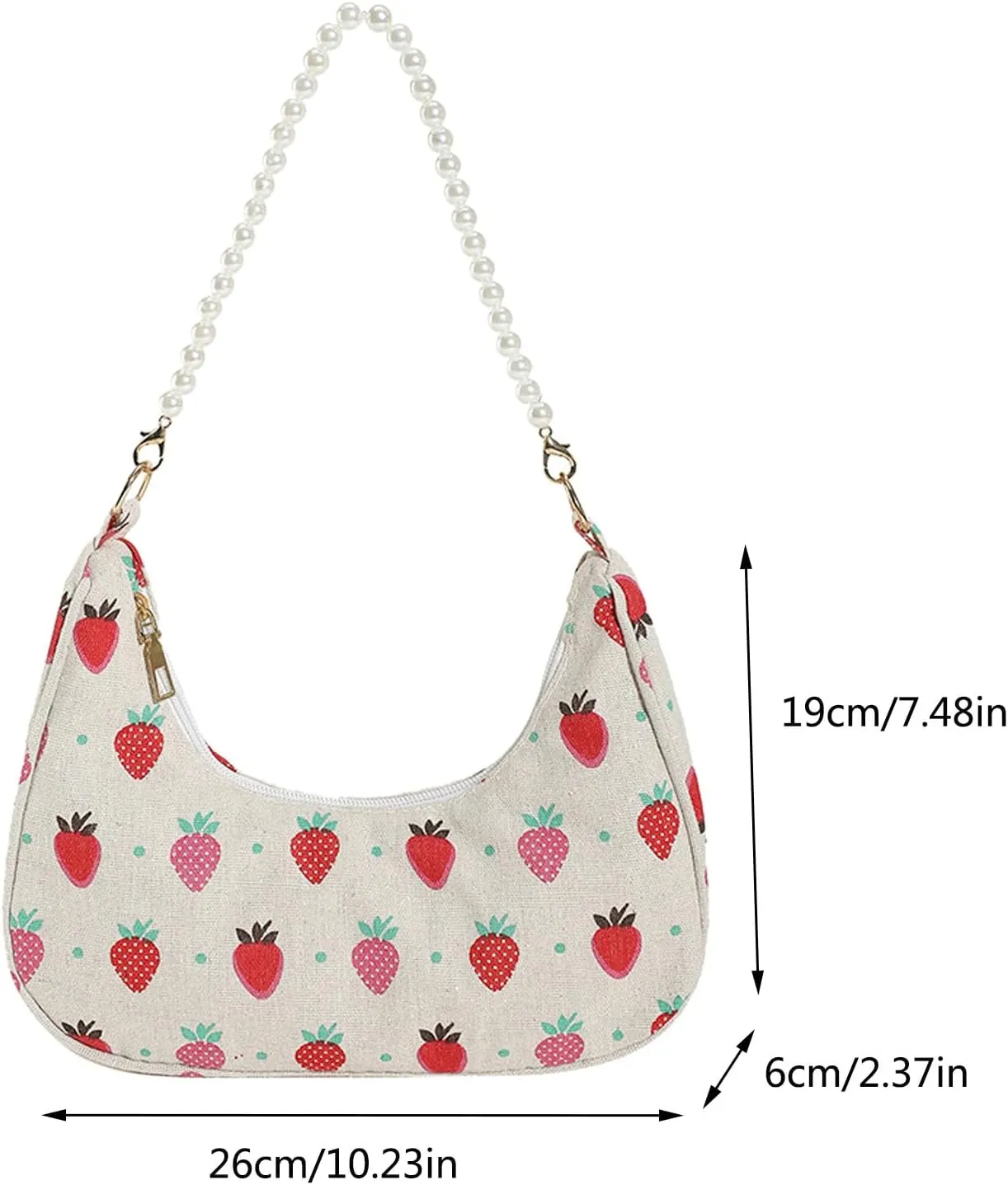 Women Shoulder Bag Fashionable New Pattern Flower Print Cute Daily Zipper Handbag Shoulder (Watermelon Red, One Size)
